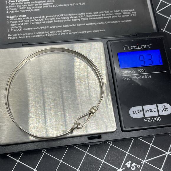 Sterling Silver 925 Hook & Eye 4mm Bracelet Bangle 7" - 9.3g Simple Minimalist - Picture 6 of 6